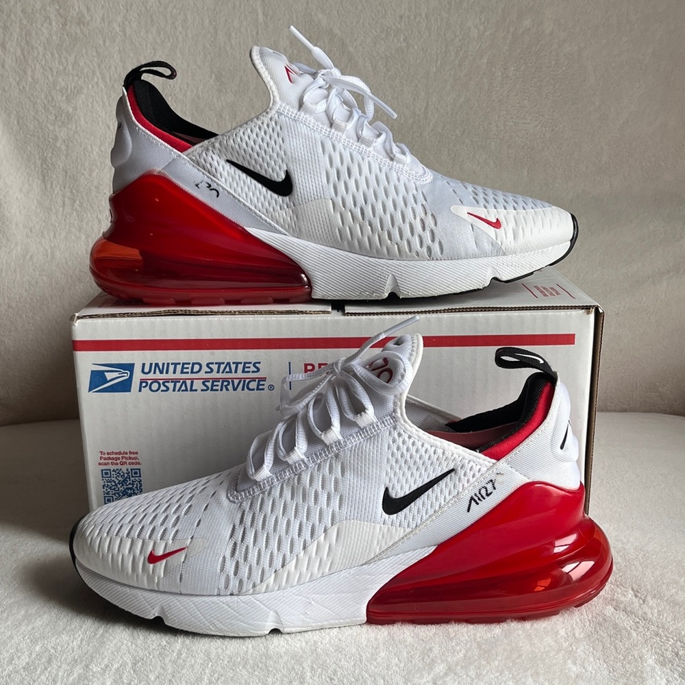 Nike Air Max 270, White & University Red, Size 9.5